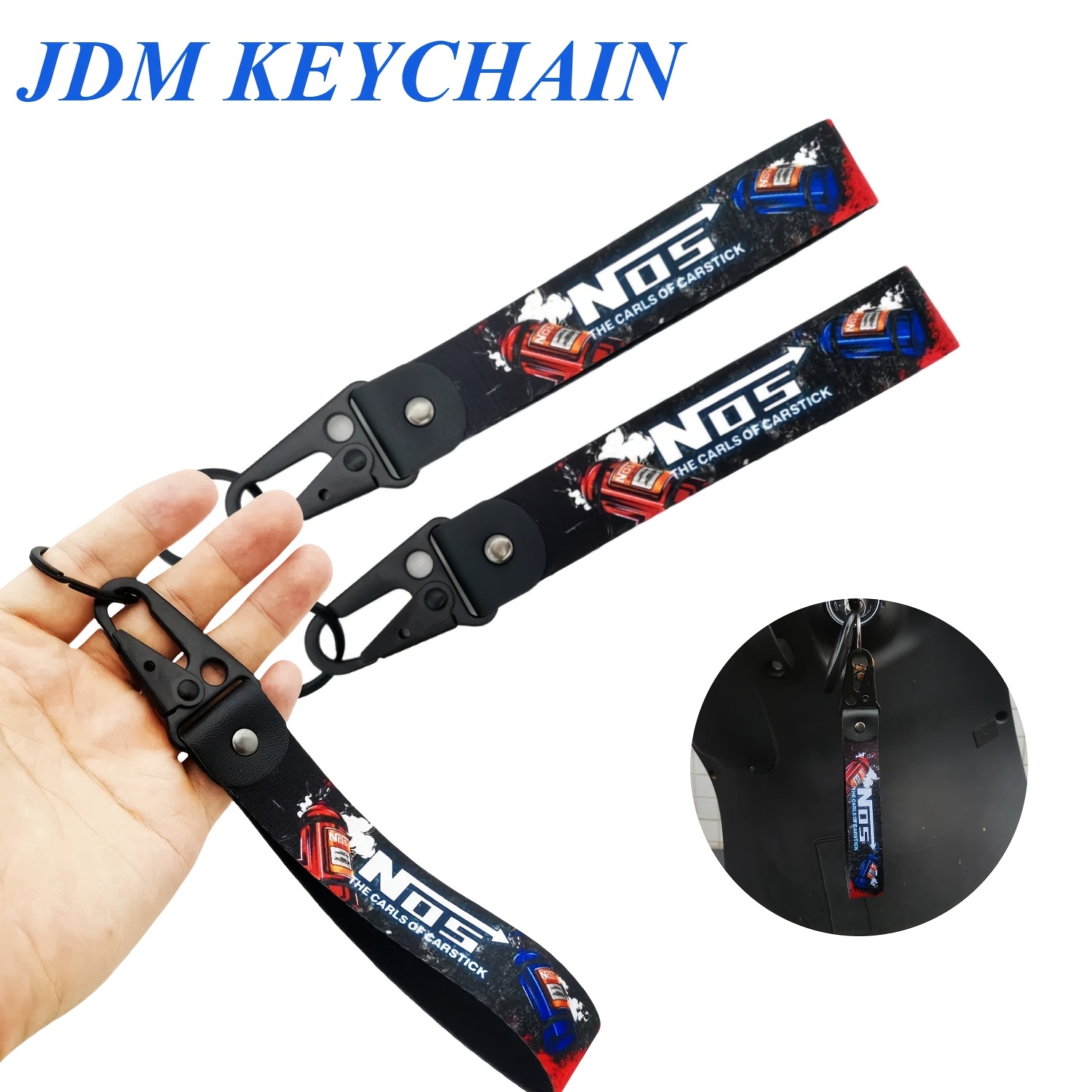 

1pc Nos-themed Keychain With Wrist Lanyard, Nylon Material, , Non-braided, Universal Fit For Men, Motorcycles & Car Enthusiasts