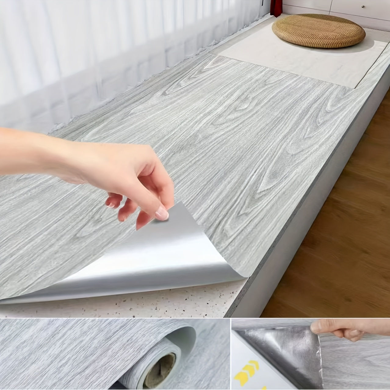 1 Roll, Vintage Black And White Wood Grain Self-adhesive Window Sill Sticker - Suitable For Furniture, Cabinets, And Threshold Renovation - Realistic Black And White Wood Grain, Easy To Apply