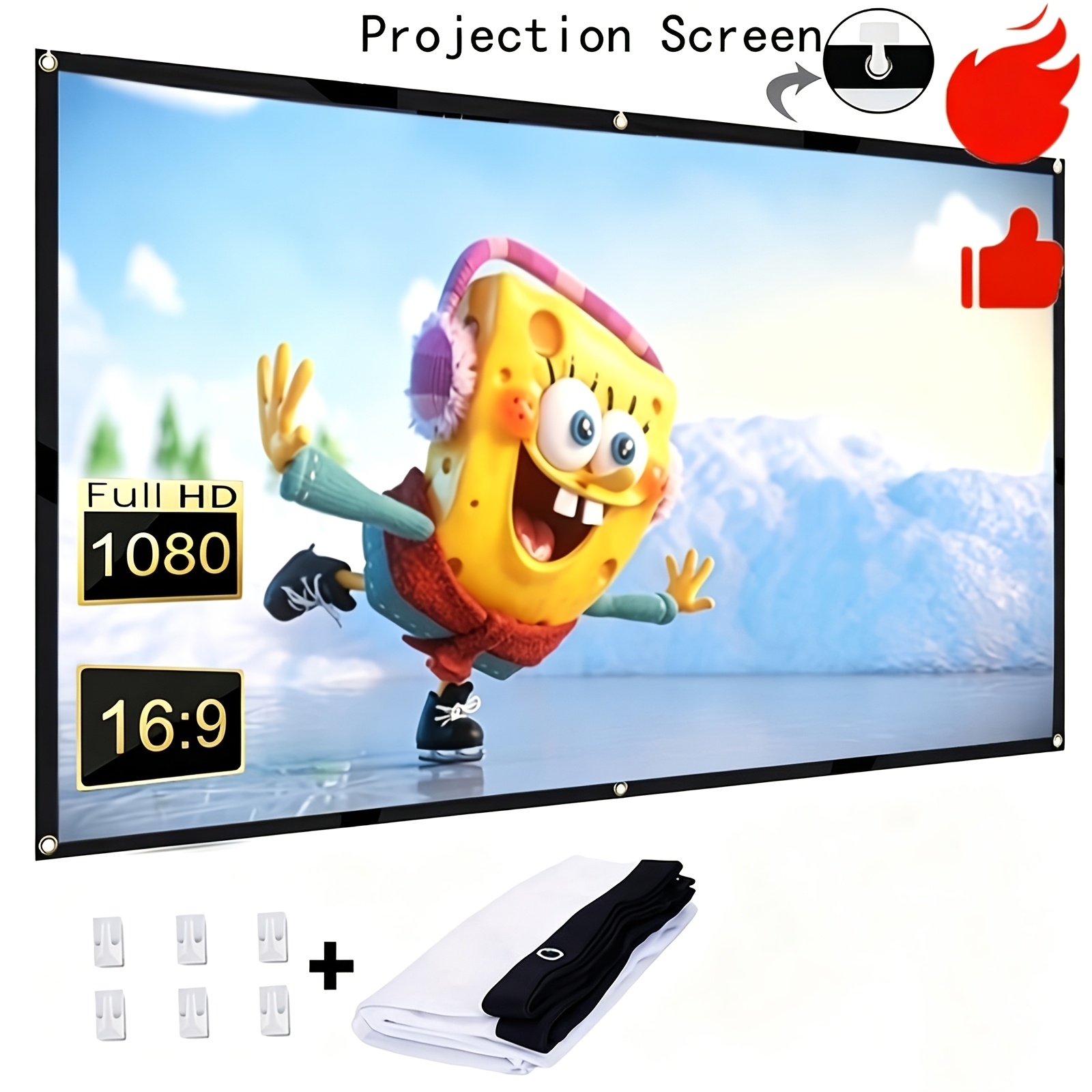 Image of A 60-inch Projection Screen, Wall-mountable, Ideal For Offices, Homes, , Entertainment Venues, Home Theaters, Outdoor Settings, With A Portable Design (no Projector)