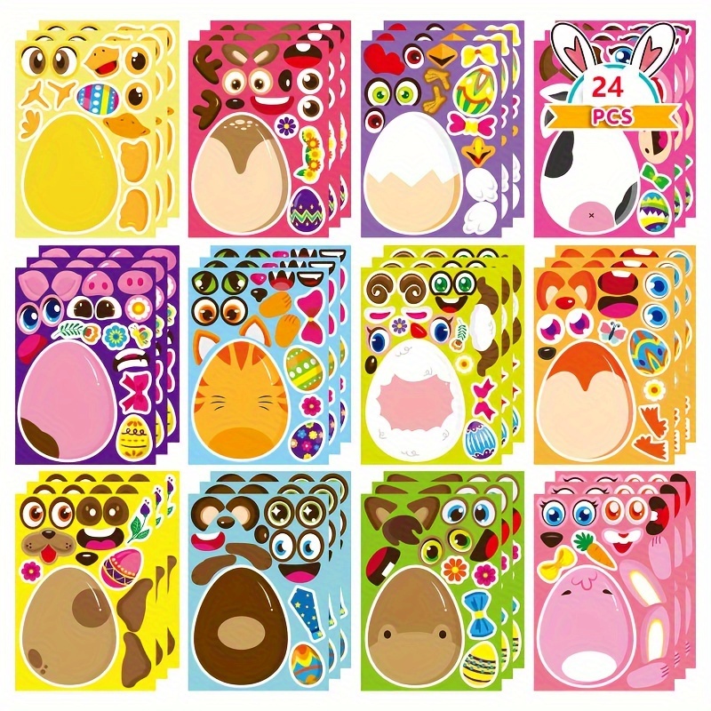 6pcs Easter Bunny Egg Chick Puzzle Fun Stickers Party - Temu