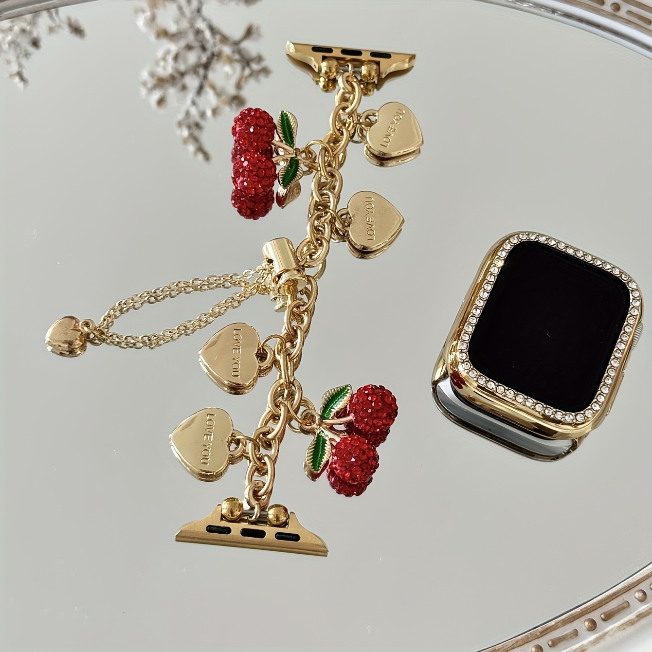 TEMU 1 шт. Подвійний браслет у формі серця з ланцюгом для Apple Watch, підходить для Apple Watch Ultra/SE/11/10/9/8/7/5/4/3/2/1 серій, а також Apple