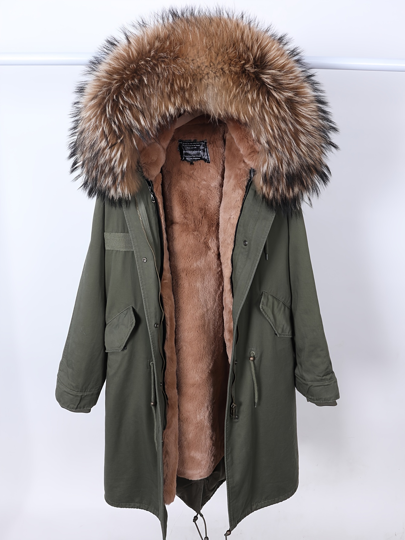 1pc womens winter parka coat detachable fur hood Temu Norway