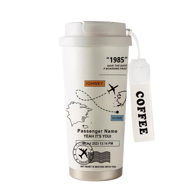 1pc 530ml airplane route map personalized cartoon creative dual drink coffee cup portable water cup for insulation and cooling party gift suitable for office family travel essential valentines day gift details 5