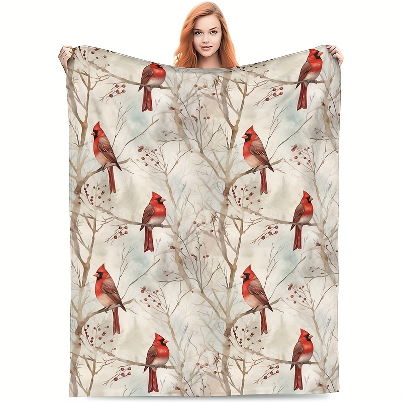 

Style Birds Pattern Flannel Throw Blanket – Cozy Knitted Soft Polyester Flannel, All-season Digital Print Animal Theme Blanket For Couch, Sofa – Lightweight, Warm (200-250g Fabric Weight)