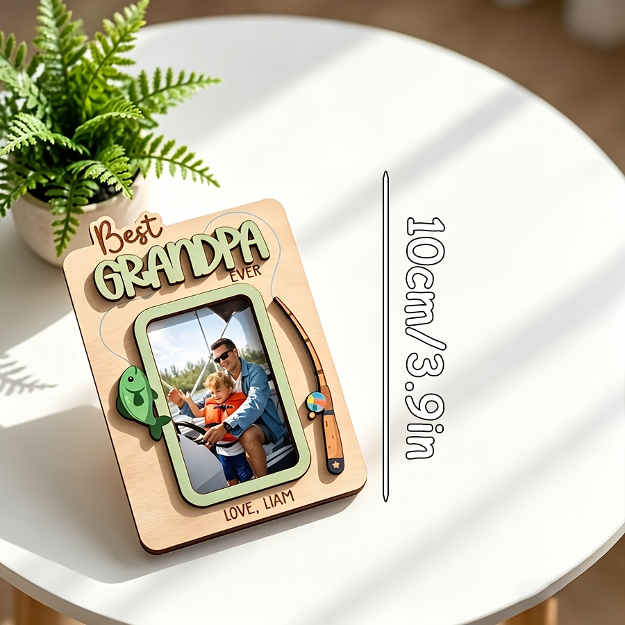 TEMU 1pc Personalized Photo Mosaic Custom Wooden Refrigerator Magnet - A Personalized Photo Magnet For The Dad Who Fishing | A Wooden Gift Tailored