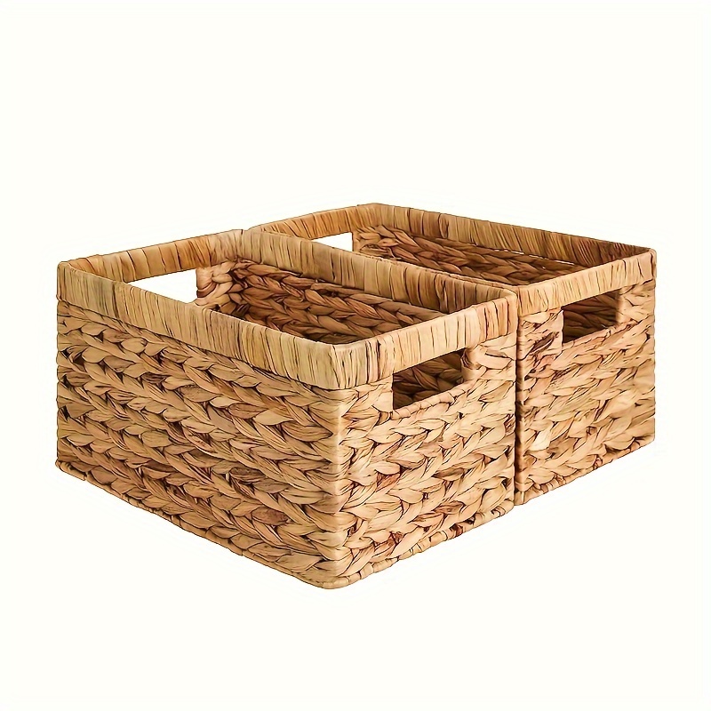 

2-pack Wicker Storage Baskets With Handles, Water Shelves, Home Office Desk Organizer, Table Drawer Organizer, No Power Required, 12.6x8.7x6.3 Inches, Desk & Drawer Organizer For Home Storage