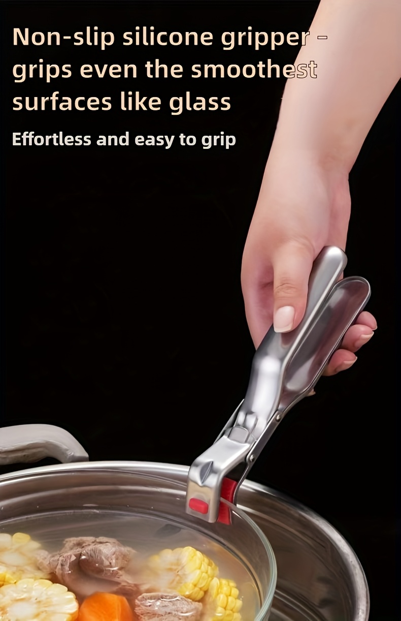 [Anti-Scald Clip] Heavy-Duty Stainless Steel Anti-Scald Clip Compatible for Air Fryer, & Steamer - Heat-Resistant Kitchen Tool with Non-Slip Bowl/Plate Grabber, Steaming Clip - for Hot Pots/Pans, - Utensil (410 Stainless Steel)