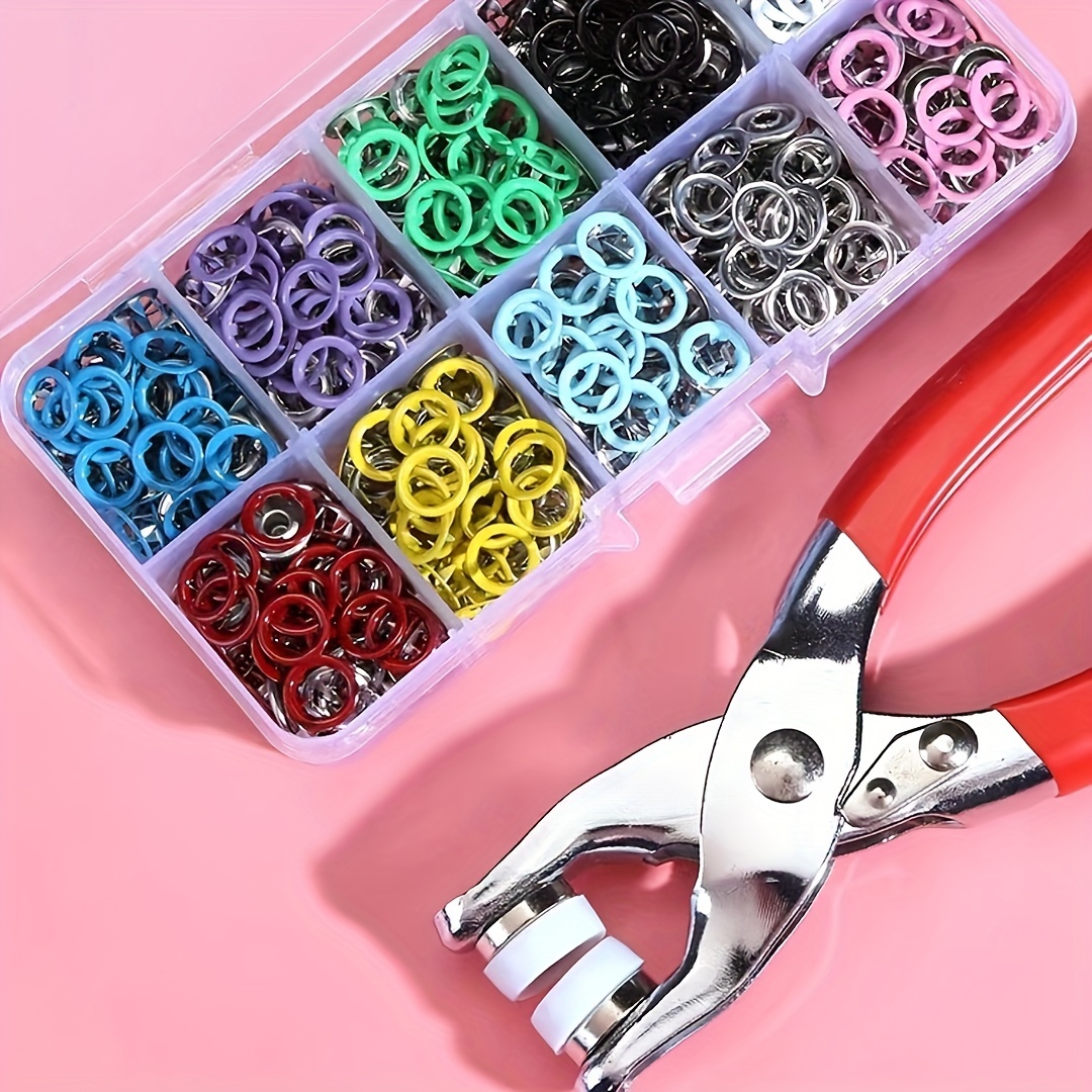 

201pcs Colorful Metal Snap Button Kit With Fastening Pliers Tool, Includes 100 Snap Buttons & 100 Claws, Durable Press Tool Set For Diy Crafts, Clothes, Hats, And Sewing Projects