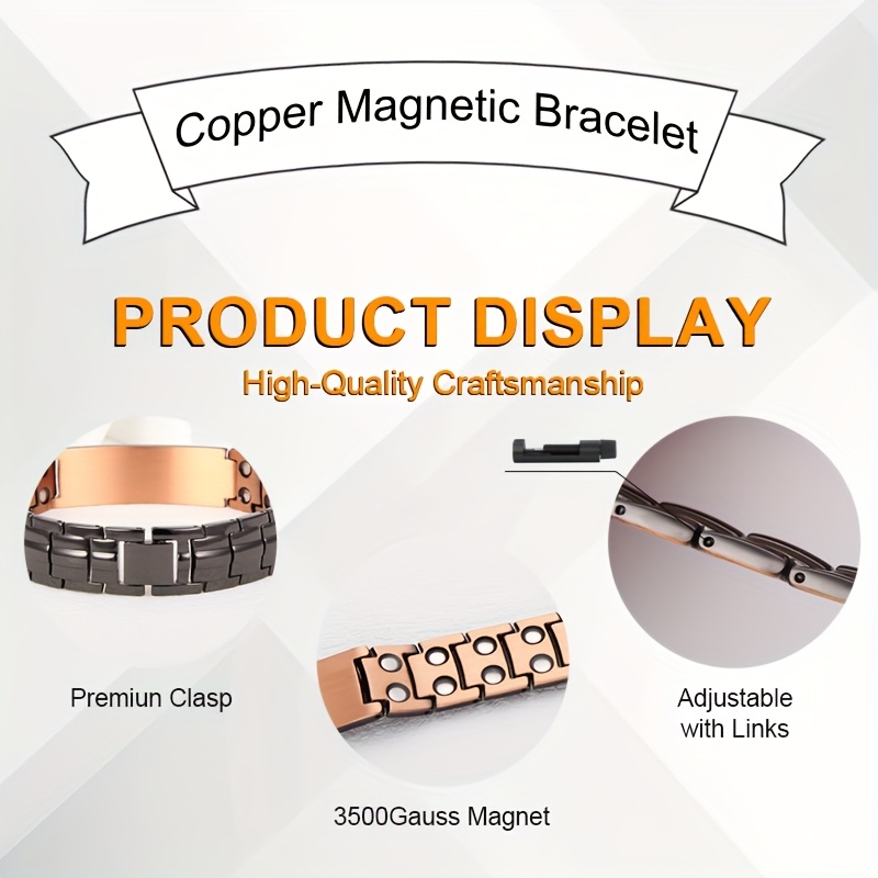 Men's Magnetic Bracelet with Magnets, Adjustable Gift for Dad