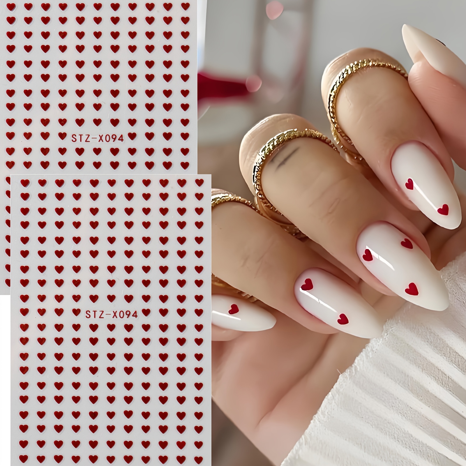 2pcs Mini Dark Heart Nail Stickers Valentine's Day Nail Art Decals New Year Nail Supplies Diy Wedding Nail Charms Decorations