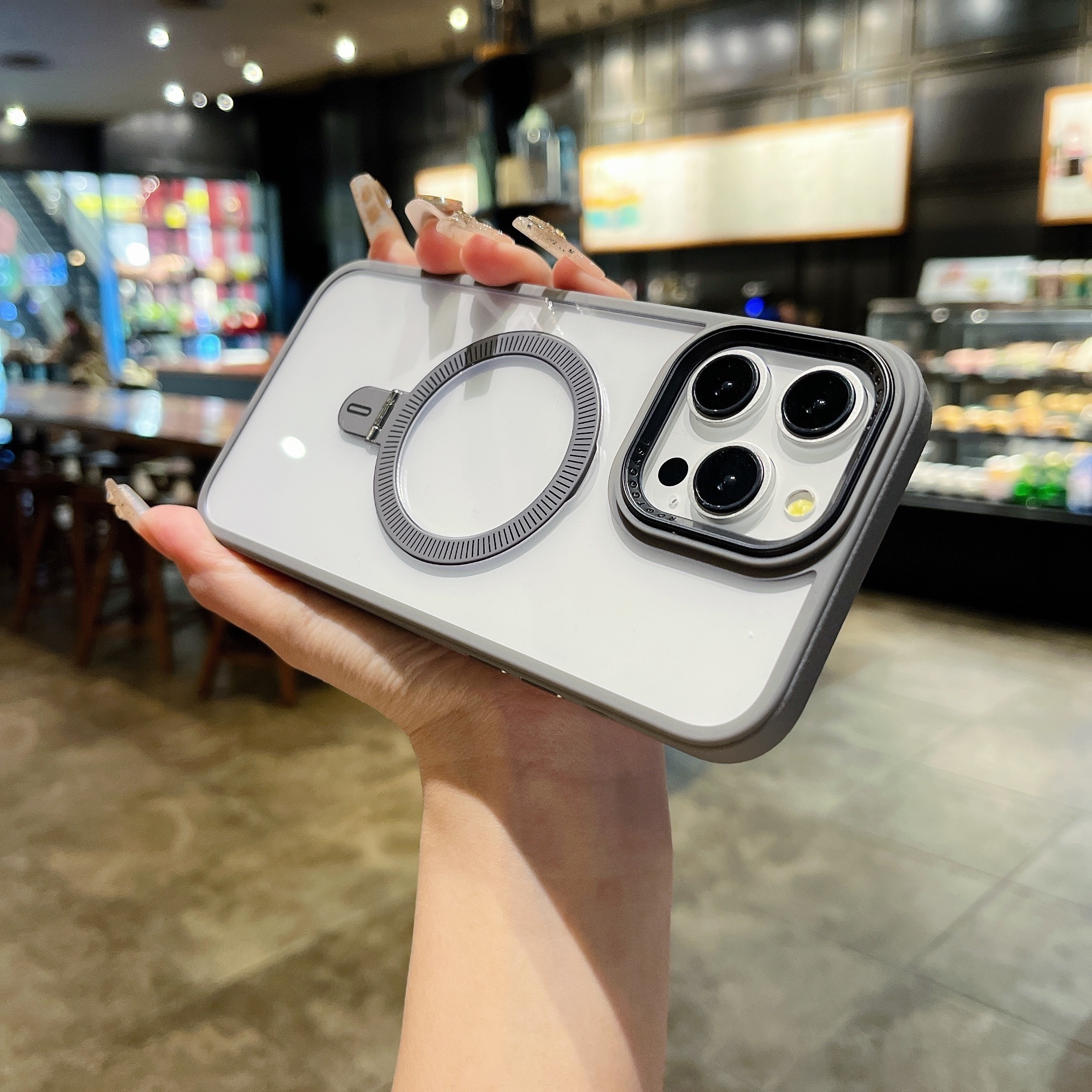 Suitable For Case For 16promax 16pro 16Plus 16 Transparent HD Shockproof Protective Magnetic Cell Phone Cover, Foldable Phone Holder On The Back_voghion.com