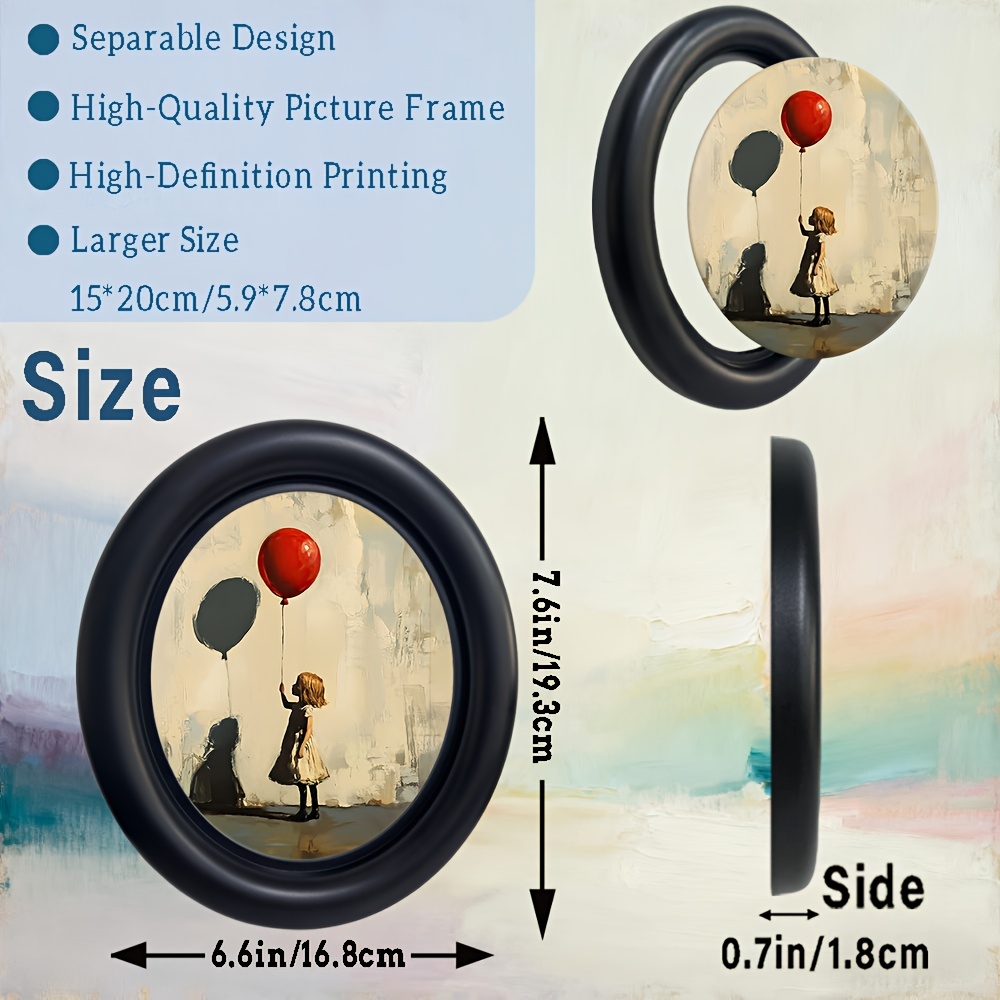 TEMU 1pc Cadre Gothique 6.6X7.6 Pouces avec une Fille Tenant un , Vintage, Décoration Murale Ovale, Fabriqué en Acrylique, Impression , Convient , ,