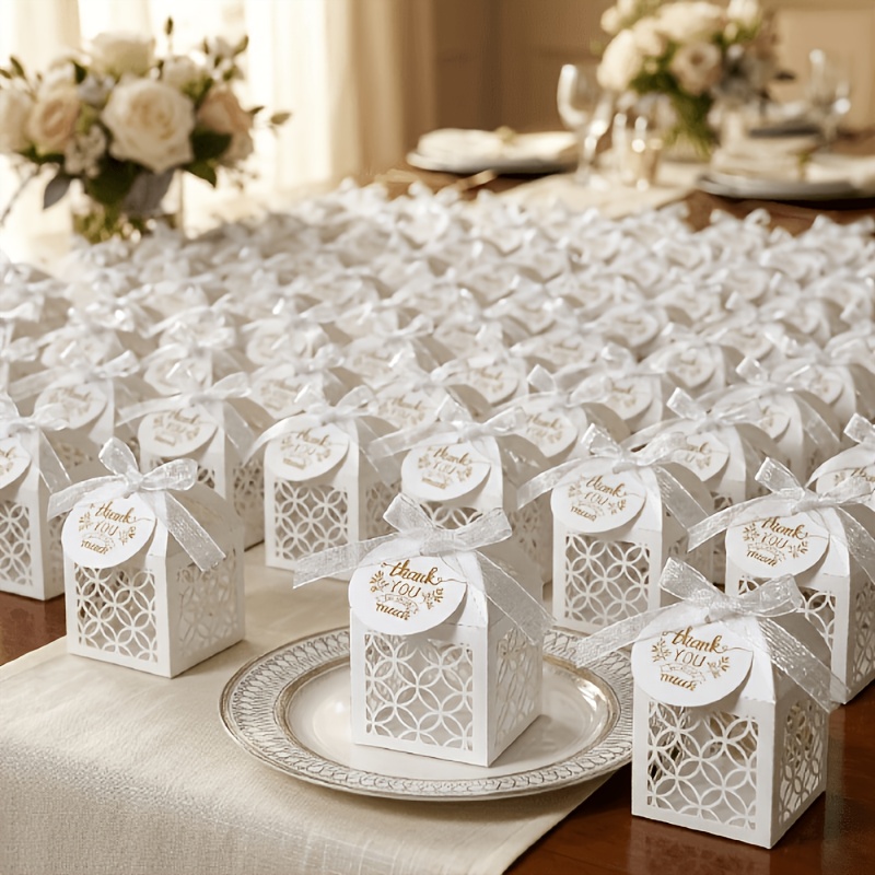 Image of Gift For Her/him 100 White Wedding Favor Boxes, Candy Gift Boxes For Weddings, Decorative Boxes For Birthdays, Anniversary Gift Boxes, Suitable For Holding Small Gifts Or Candieschristmas Halloween