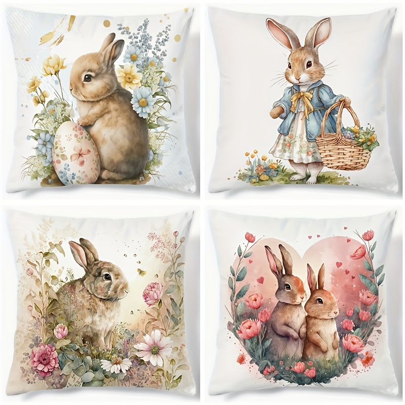 

1pc, Easter Cute Bunny Pillowcase Single-sided High-definition Printing Short Plush Pillowcase Living Room Sofa Decoration Pillow Bedroom Decoration Pillow Hotel Guesthouse Pillow (excluding Core)