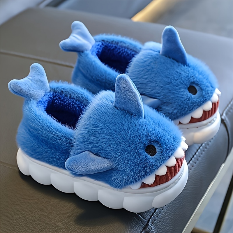 

Chaussons mignons en fourrure de requin de dessin pour bébés garçons et filles, chaussures de marche confortables antidérapantes à semelle souple et chaude pour , automne et hiver