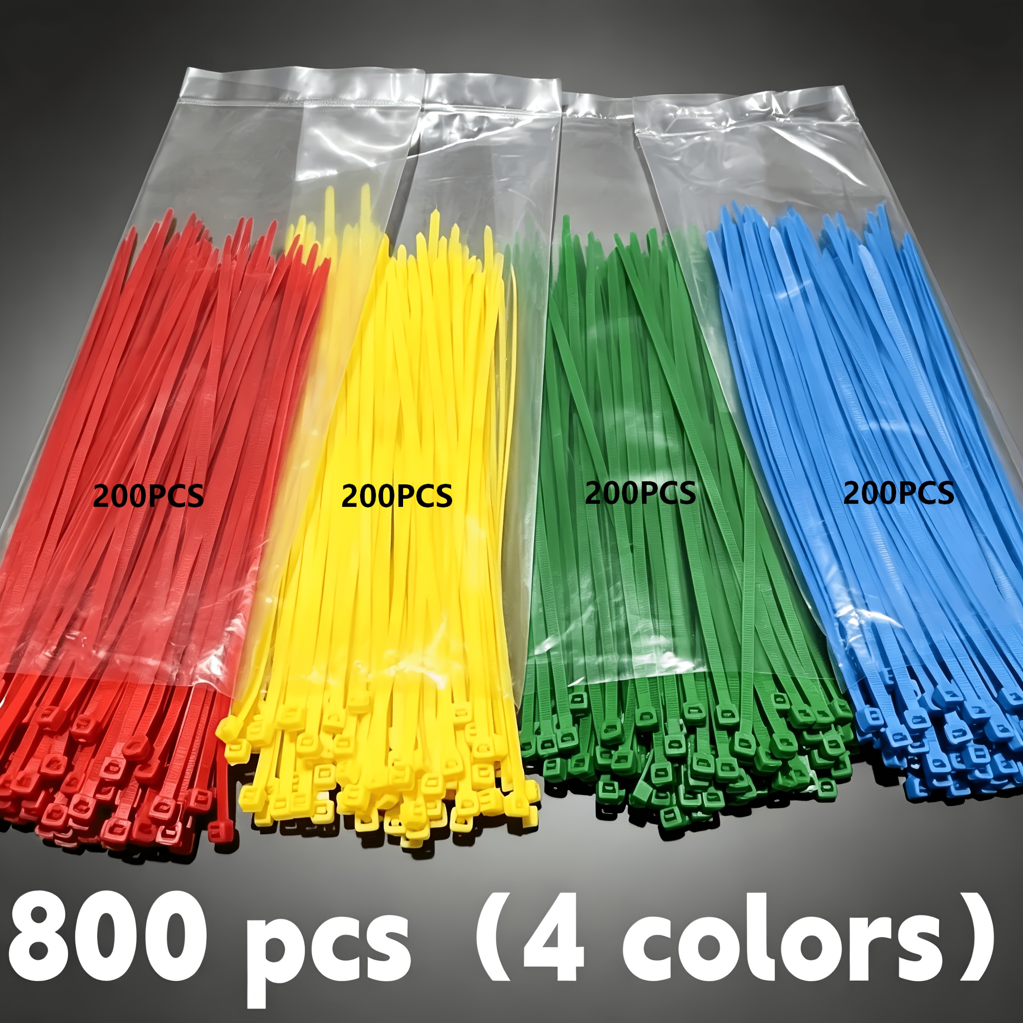 TEMU 800pcs () Durable Nylon Cable Ties - 8-inch/200mm Long, Self-locking, For Organizing Outdoor, Home Office, Garden Fences, Bbq Grills, Etc.,