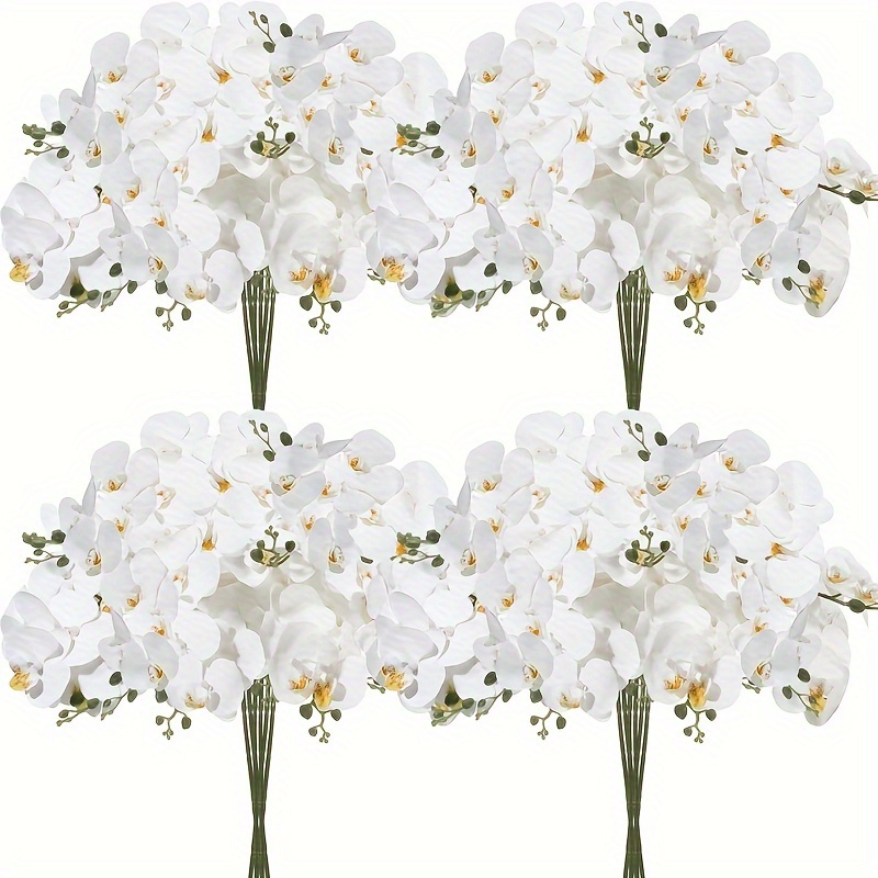 

Elegant 4pcs White Orchid Artificial Flowers Set - Home, Office & Wedding Decor