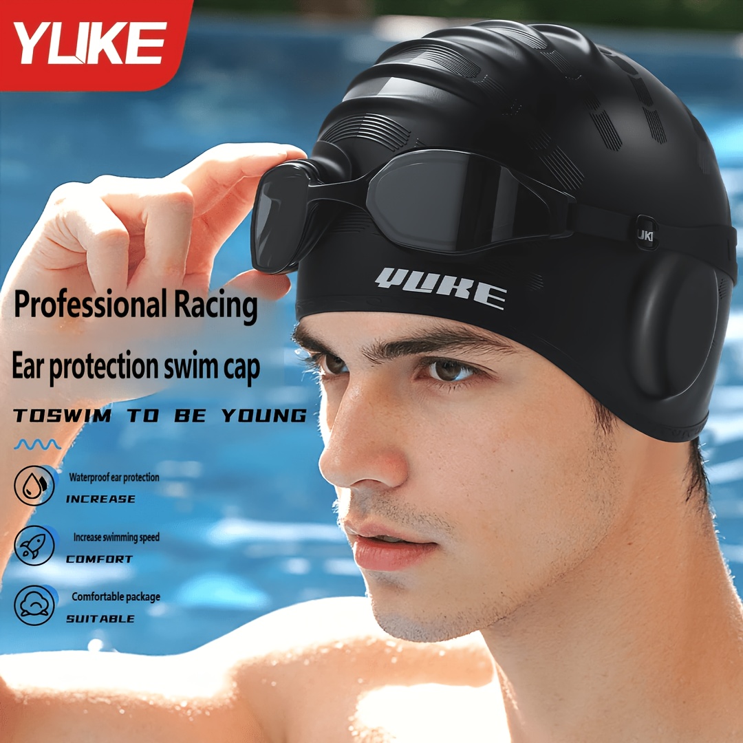Yuke Swim Cap for Men with Ear Protection