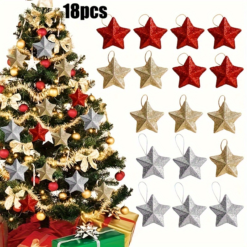 

18pcs Star Christmas Tree Topper Pentagram Xmas Decorations Xmas Tree Top New Year Ornaments