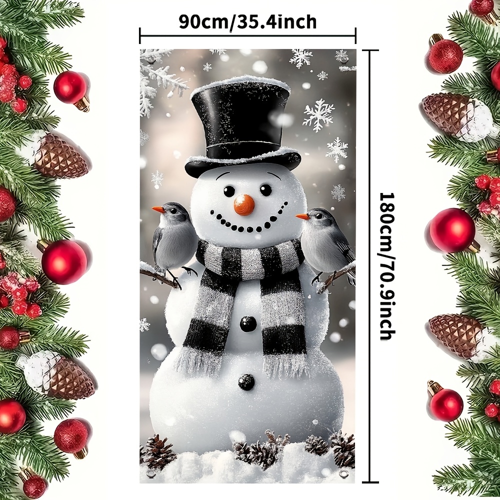 TEMU 2d Door Banner 1pc Multifunctional Door Covers For Christmas And Winter Parties, Measuring 35.4 Inches By Inches (90 Cm By 180 Cm), Featuring A