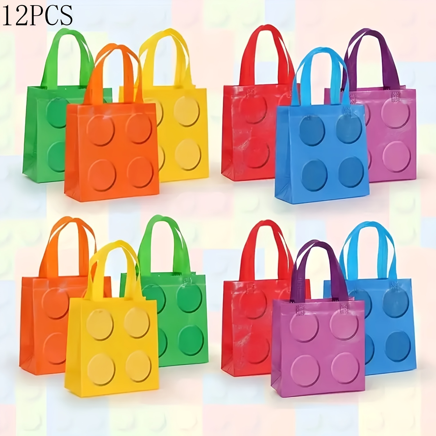 TEMU Bolsa tote de 12 piezas de bloques de construcción coloridos - Bolsa de recuerdos de de tela no tejida, adecuada para regalos de , graduación,