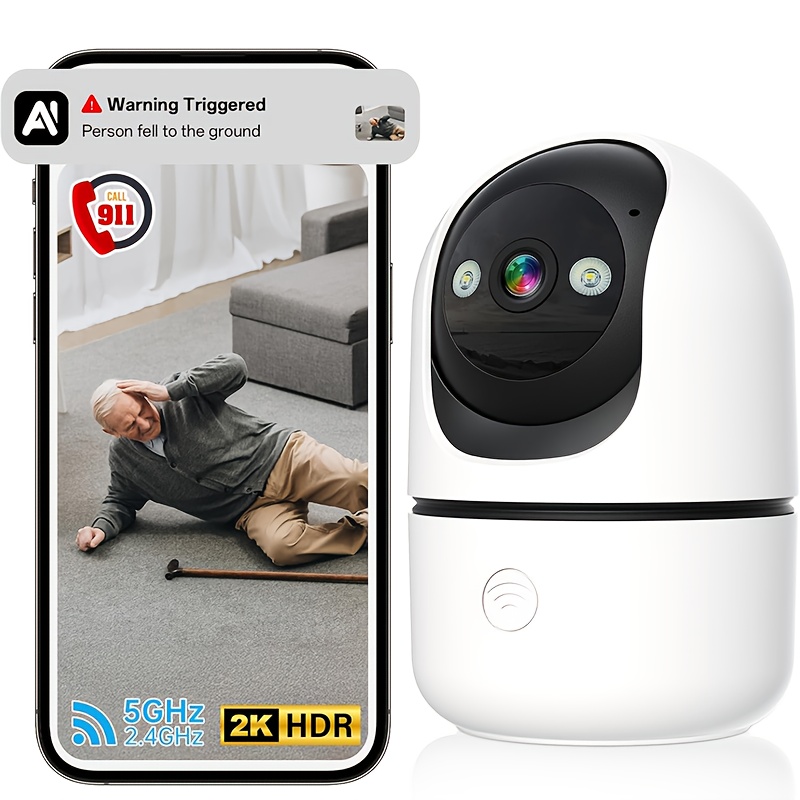 TEMU 2k Indoor Camera, Security Camera Indoor Baby Monitor Pet Camera 360 Degree For Home Security Wireless, Dog Camera With 2.4 & 5 Ghz Wifi