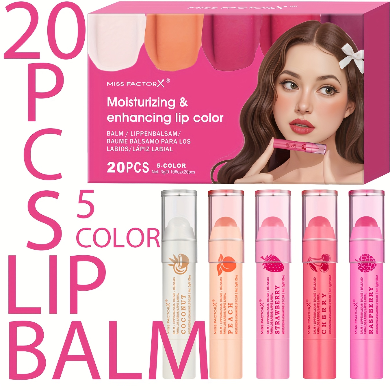 TEMU 20pcs Lipstick Set Soft Lipstick, Moisturizing Gloss, Moisturizing Balm, Transparent Tone, Shiny Gloss, Lip Makeup Women's Gift