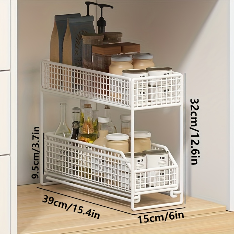 a large capacity under sink storage rack multifunctional metal organizer with shelves for bowls dishes and condiments an   for kitchen cabinet space kitchen storage rack black white Product details 11