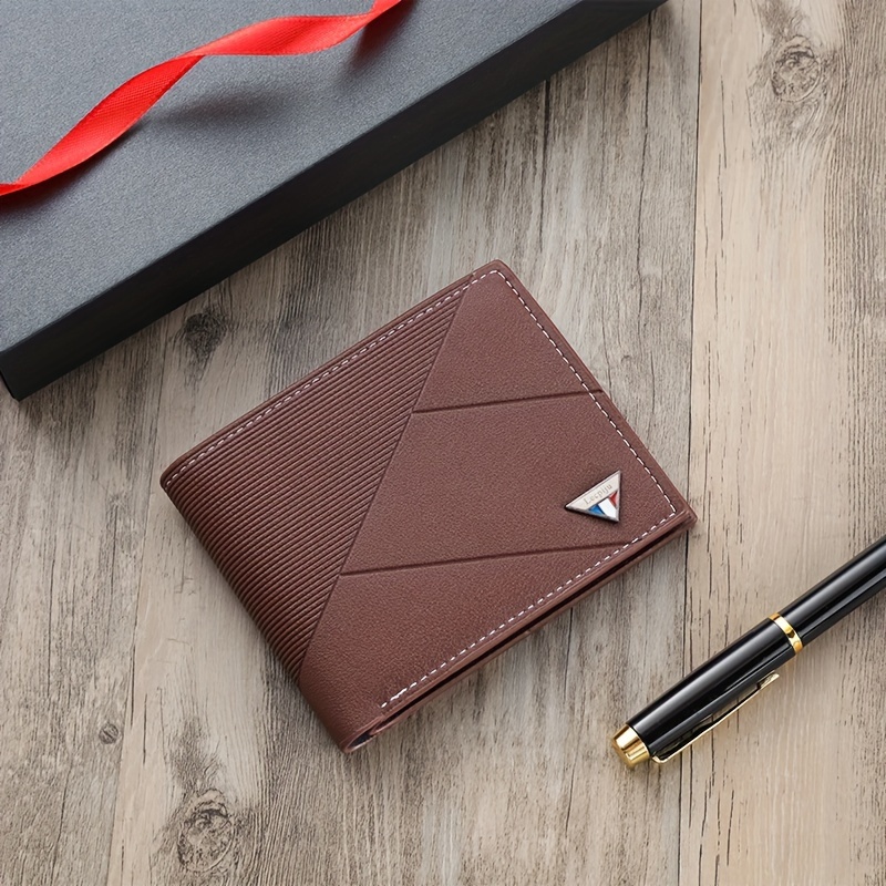 Image of Men's Wallet Short Card Case Soft Faux Leather Wallet Large Capacity Portable Credit Card Holder Men's Gift