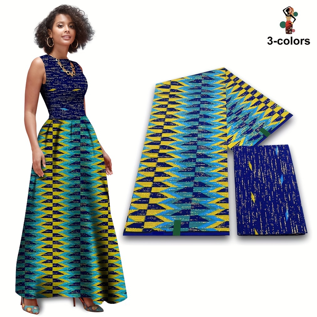 Tissu Africain Ankara En Coton Ciré - 2,7 Mètres - Idéal Pour Robes Tendance Et Travaux Manuels