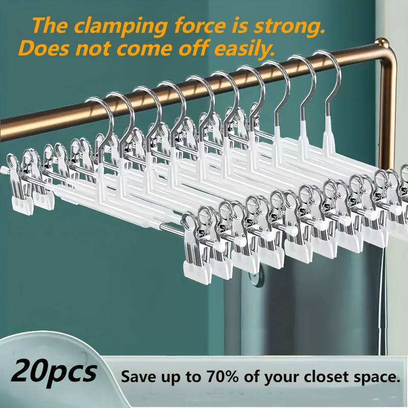 

20pcs Stainless Steel Pants Hangers With Clips - Storage Rack For Skirts, Bras, Scarves, Underwear - Space-saving Design For Bedroom, Balcony, Dorm, ' Clothing, Hangers For Clothes