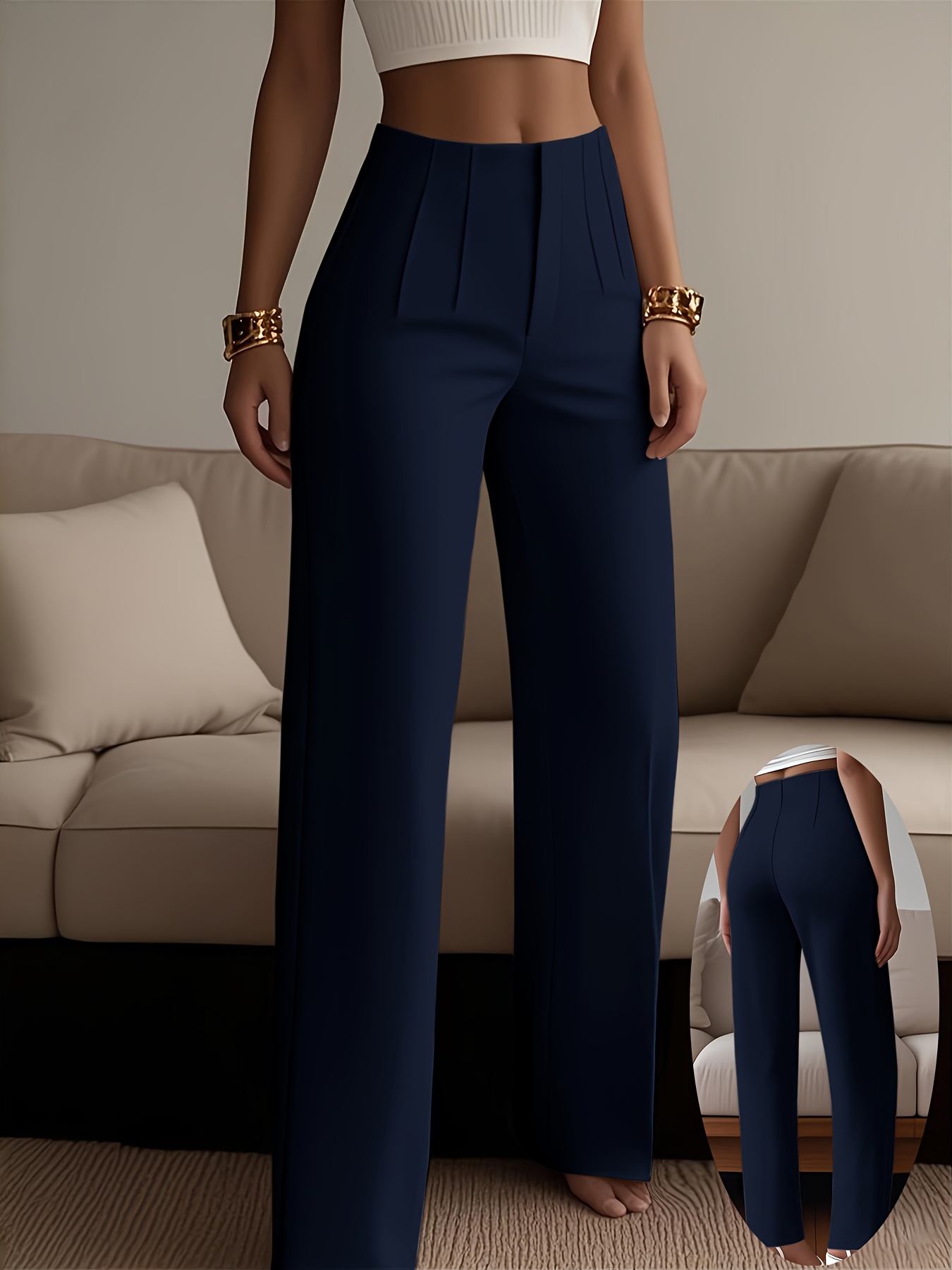 versatile commuting fashion zipper concealed button solid color skinny pants