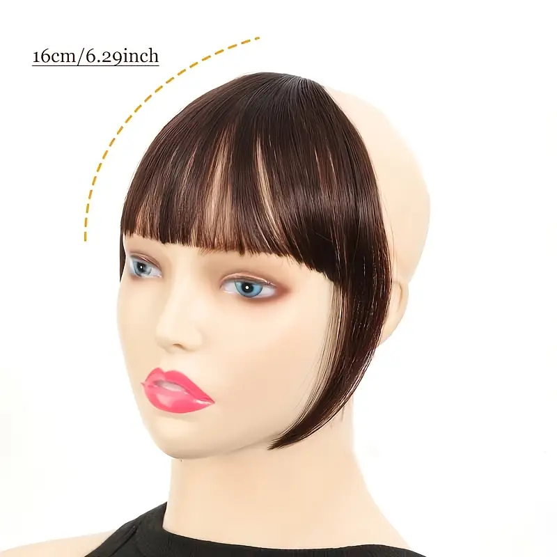 1pc synthetic 6in bangs womens hair clip on forehead hairpiece straight hair comfortable breathable for daily wear details 3