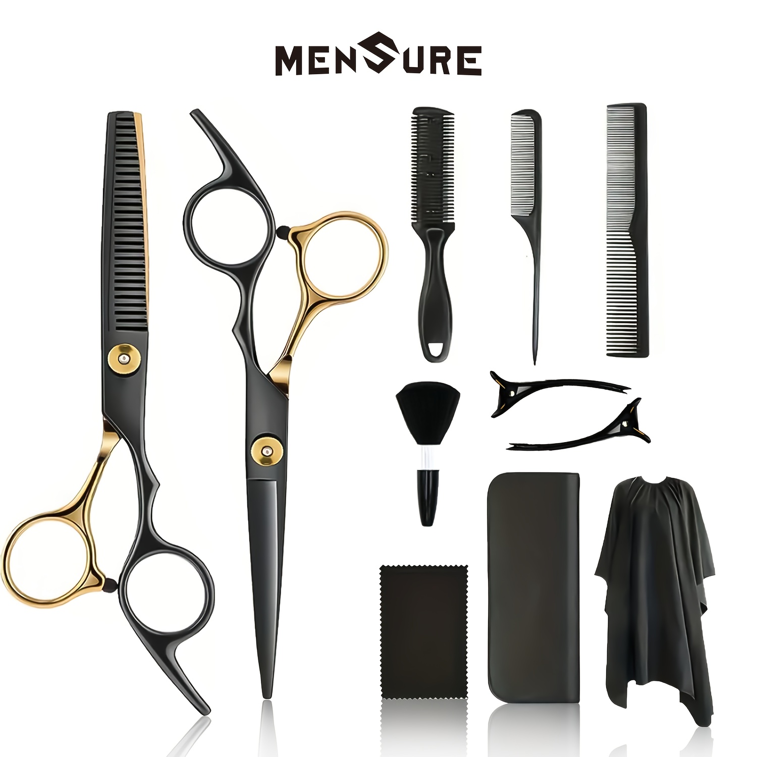 TEMU Professional Hair Cutting Kit, Scissors Set With Thinning Shears, Hair Cutting Scissors, Barber Shears, Steel Hairdressing Tools And Barber Accessories For Salon And Home Use