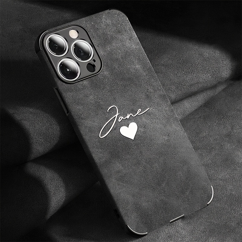 Personalized Customized Initials Name DIY Phone Case Compatible with iPhone 16 15 14 13 12 11 Pro Max Plus Fashionable Solid Color Soft Lambskin Faux Leather Shockproof DIY Customized Name Engraved Gift Cover iPhone 16 15 14 Pro Max Plus