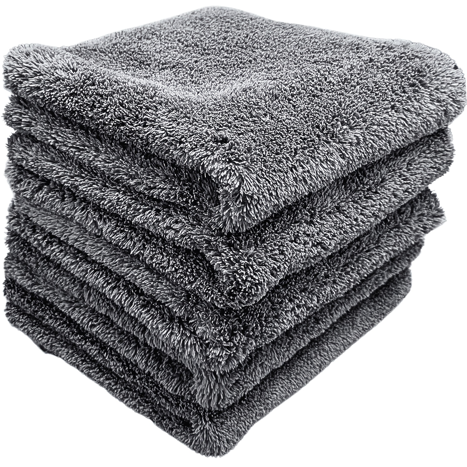 Image of Microfiber Car Cleaning Cloths, 550gsm 5-pack Seamless, Grey 40x40cm For Car Paint Polishing, Upgraded