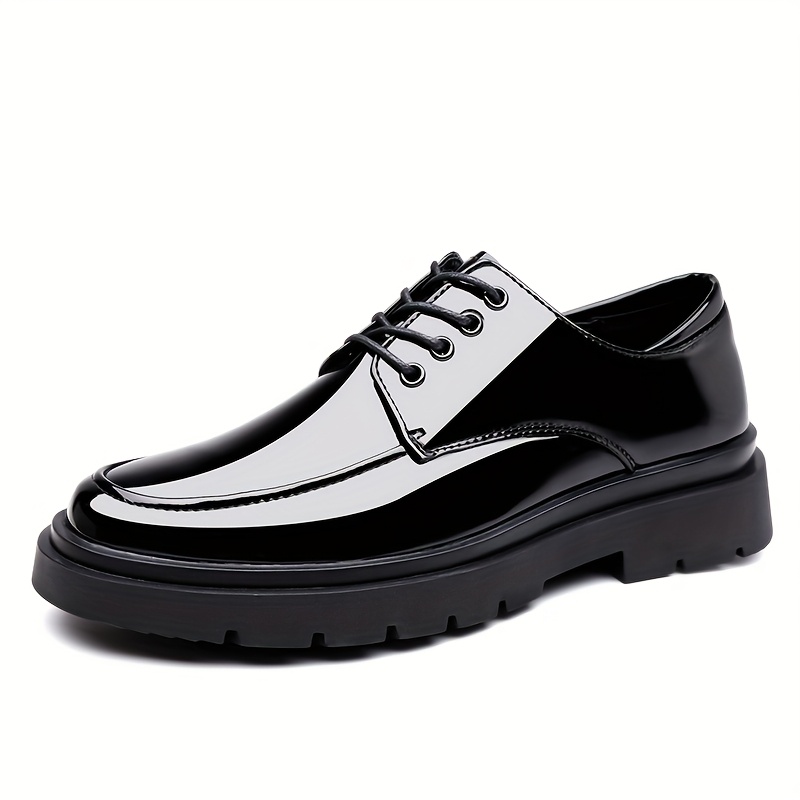 TEMU Men's Loafers With Thick Sole - Casual Business Shoes, Round Toe, Lace-, , Formal Footwear | Sleek | Durable Footwear