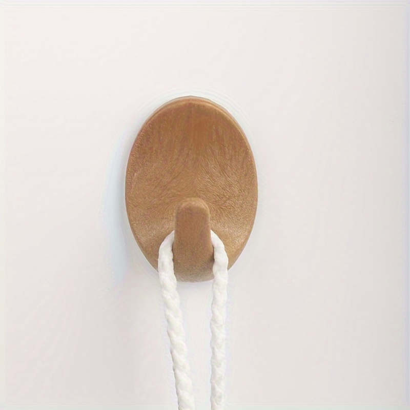 

4pc Artificial Wood Oval Plastic Hooks - No Punch, No Nail, , Waterproof, Oil Proof, , Suitable For 14 And Up