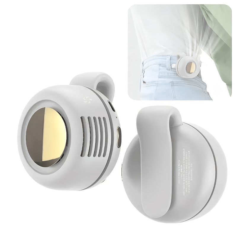TEMU Portable Rechargeable Mini Clip On Fan Suitable For Shirts & Waist, Bladeless Neck Fan With 360° Surround Wind, - Cooling For Outdoor, Travel,