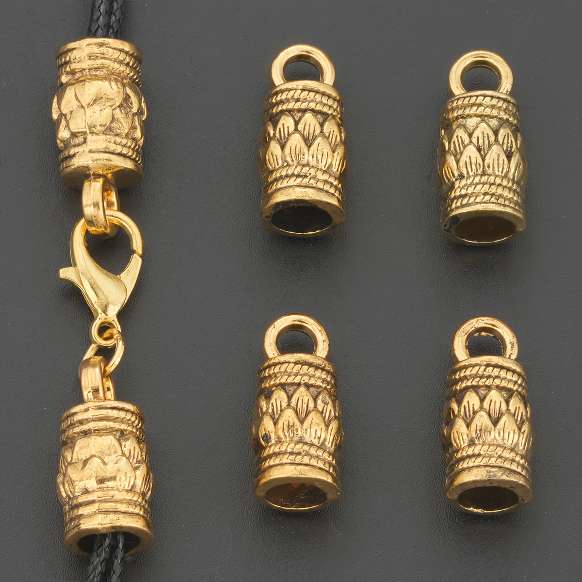 20pcs Antique Golden Lotus Pattern Rope Buckles for Crafting