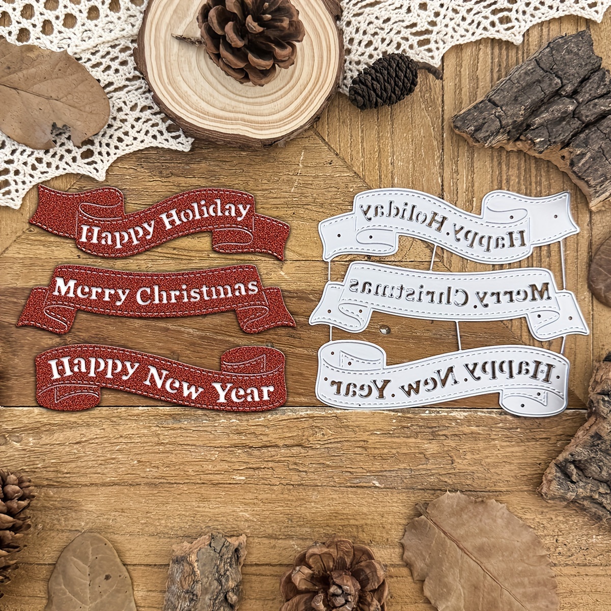 Christmas Stencils 3pcs/Set Christmas Tree Frame Metal Die Cuts, Xmas Tree  Personalized Cake Cutting Set For Wedding, image size:1200x1200