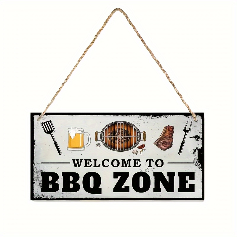 Backyard Highlight, Rustic Wooden Bbq Welcome Sign - Perfect For Outdoor Grilling Area & Kitchen Decor