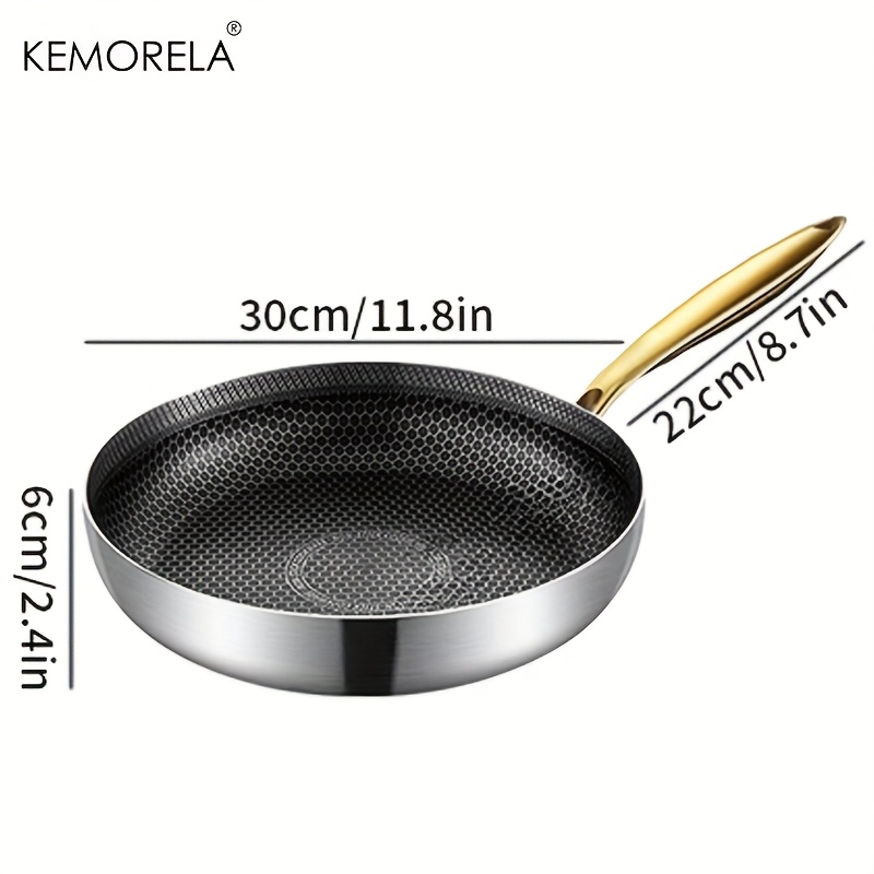 Image of Kemorela Steel Frying Pan Wok Honeycomb Pot Home Steak Gas Stove Induction Saucepan Kitchen Cookware