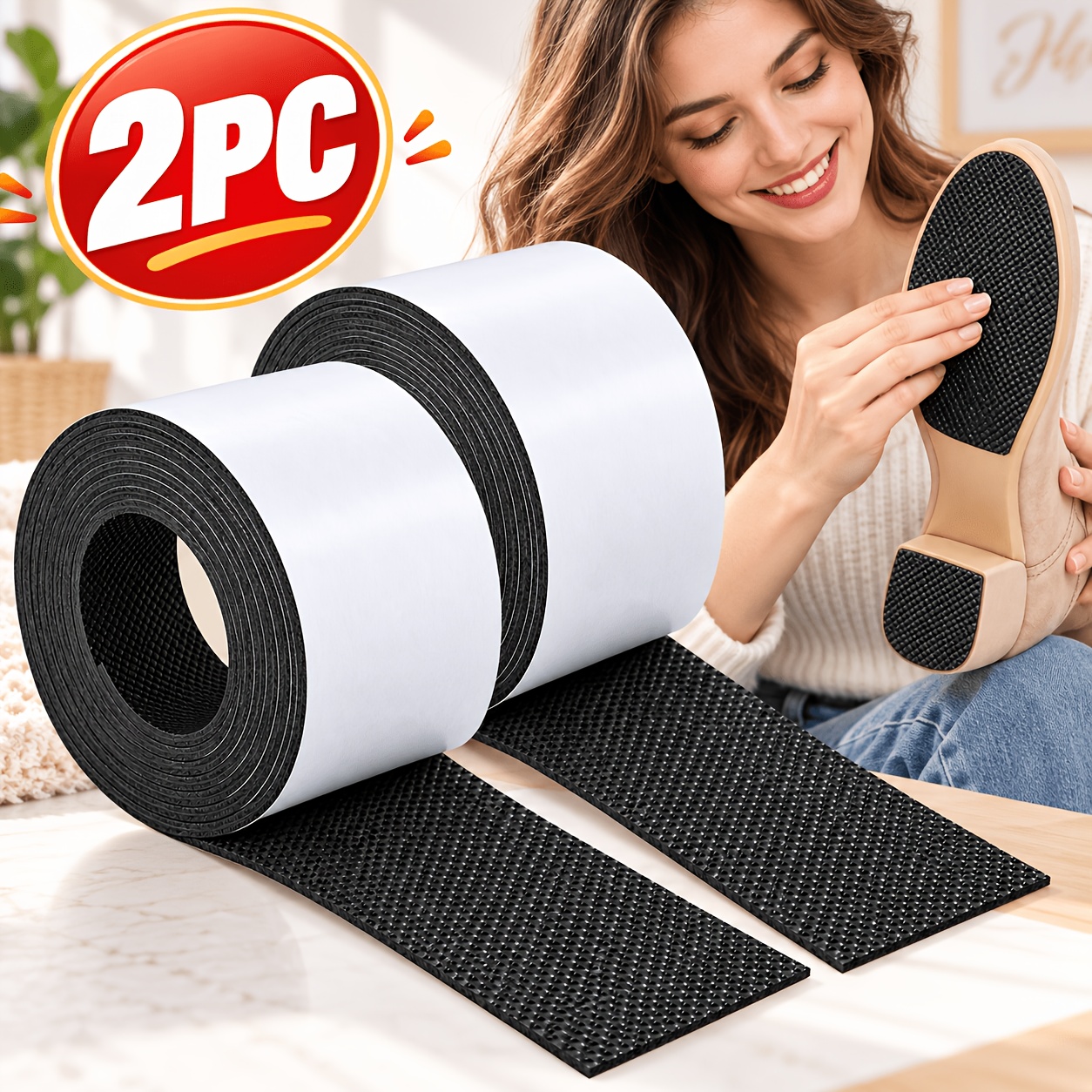 TEMU [2 rollos / Cortar para ajustar] Protector autoadhesivo para de zapato - Agarres inferiores antideslizantes de resistencia para tacones altos,