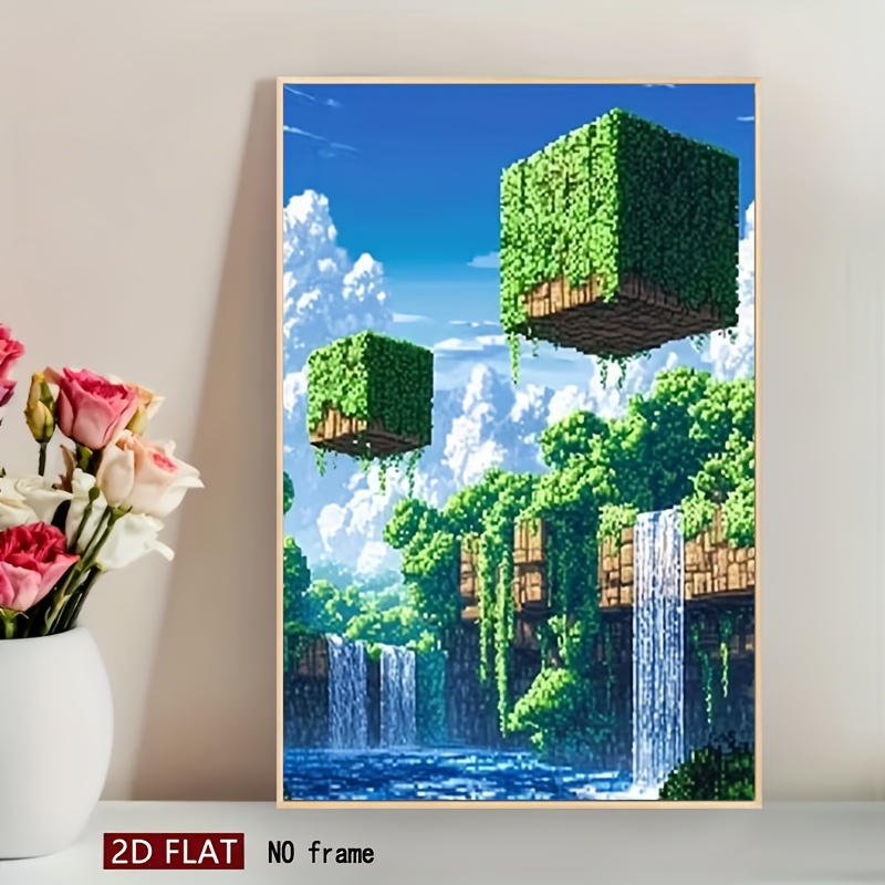 TEMU 2d Flat, 2d Flat, 2d Flat/canvas Painting, 1pc Large Pixel Art Backdrop - Vibrant 2d Design, Durable Fabric For Indoor Outdoor Use, Suitable For