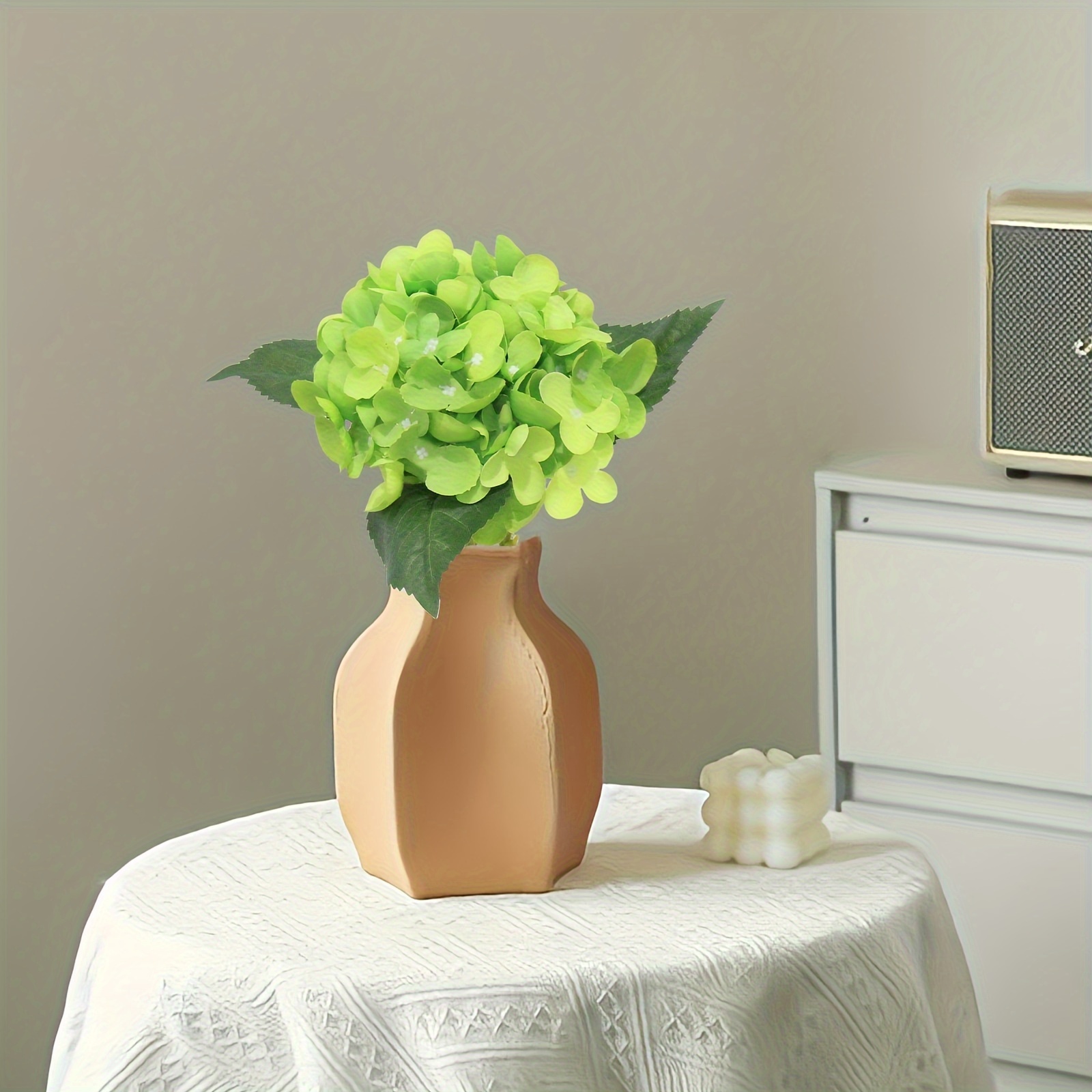 3pcs, Green Artificial Hydrangea Flower, Large Natural Lifelike Real Touch  Hydrangea Flower Faux For Home Party Decor Outdoor Wedding Table Decoration