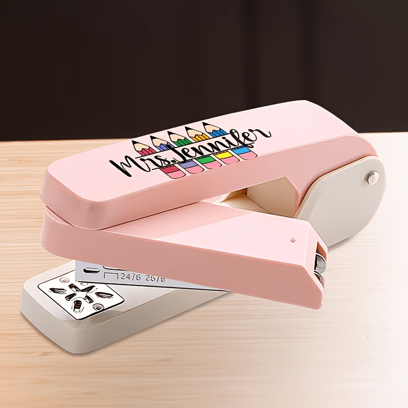 TEMU Custom Personalized 360-degree Rotating Stapler, Teacher Gift With Engravable Name, Labor-saving Stapler For Home And Office Use, Easy Stapling