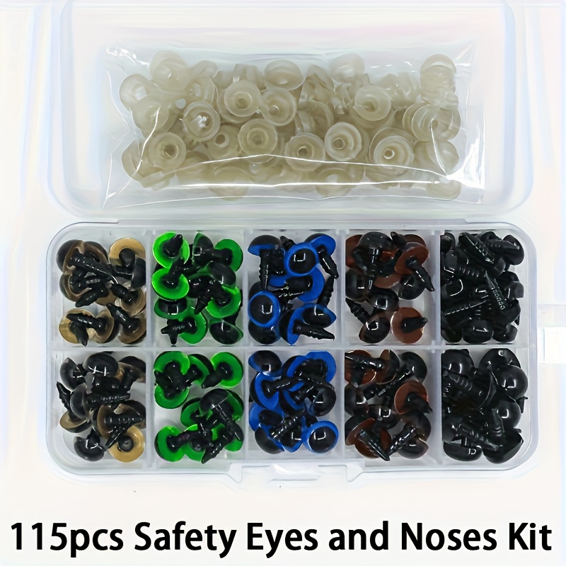 Image of 115 Plastic Safety Eye And Nose Sets Dolls For Sizes Of Sewing Supplies, Suitable For Amateurs And Professionals