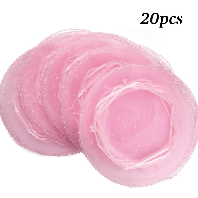 TEMU 20pcs Mini Round Pink/white Organza Drawstring Gift Bags, Small Circular Pouches For Jewelry Storage, Gift Packaging For Birthday, Wedding,