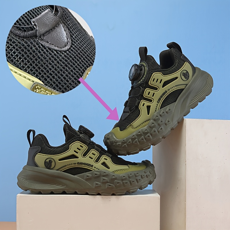 Image of ' & ' Breathable Outdoor Sports Sneakers With Rotating Ankle Closure, Cushioned Sole & Ventilated Low- - Traction For,, Gym - /fabric Upper (youth Sneakers)